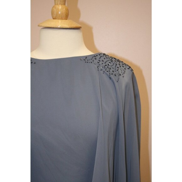 NWT Alex Evenings Steel Blue Formal Dress With Sleeves. - Picture 3 of 5